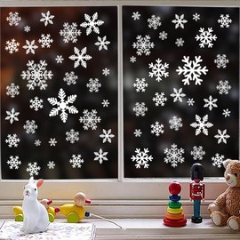 Christmas Window Stickers, Reusable PVC Double-Sided Window Stickers, Christmas Decoration Window, Snowflake Stickers, Electrostatic Stickers, Christmas Window Stickers