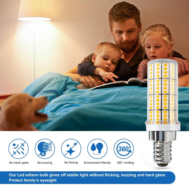 E12 LED Candelabra Light Bulbs, 200W Equivalent Chandelier Bulbs, 3000K