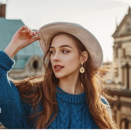 ZCGJWE Champagne Cubic Zirconia Jewelry Sets for Women 18K Gold Plated Drop Earrings Necklace Adjustable Rings Bracelets Set Mother's Day Christmas Holiday Prom Accessories Luxury Gifts For Mom Wife Girls Ladies