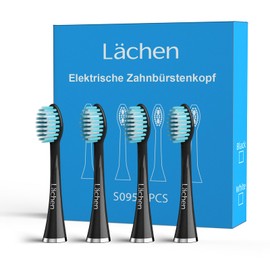 Lächen Replacement Brush Head, Super Soft Brush Bristles, Suitable for People with Sensitive Oral Cavities, S095 Black, Pack of 4