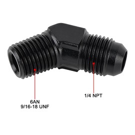 EVIL ENERGY 6AN Male Flare to 1/4" NPT Pipe 45 Degree Fitting Adapter Aluminum Black