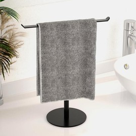 Towel Rack T-Shape Hand Holder for Bathroom,Headband and Lightweight Bathroom Racks,Kitchen Black Holder,Stainless Steel Waterproof Counter Organizer - Color: white