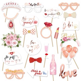 HOWAF 23pcs Hen Party Photo Booth Props, Rose Gold Hen Party Photo Props and Giant Inflatable Team Bride Selfie Frame Hen Party Photo Booth Frame, Hen Night Do Party Games Hen Party Accessories