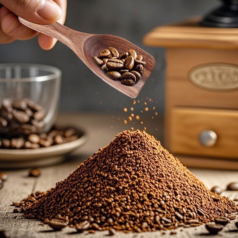 Gosknor 4pcs Wooden Scoops for Jars, 4.33x1.58 Inch Coffee Bean
