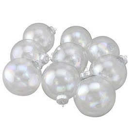 Iridescent Christmas Glass Ball Ornaments - 2.5" (65mm) - Clear - 9ct