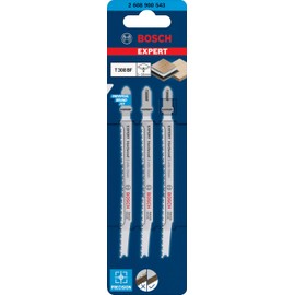 Bosch 3x EXPERT Hardwood 2-side clean T308BF Jigsaw Blade (for Plastic coated boards, Multiplex board, Length 117 mm, Professional Accessory Jigsaw)