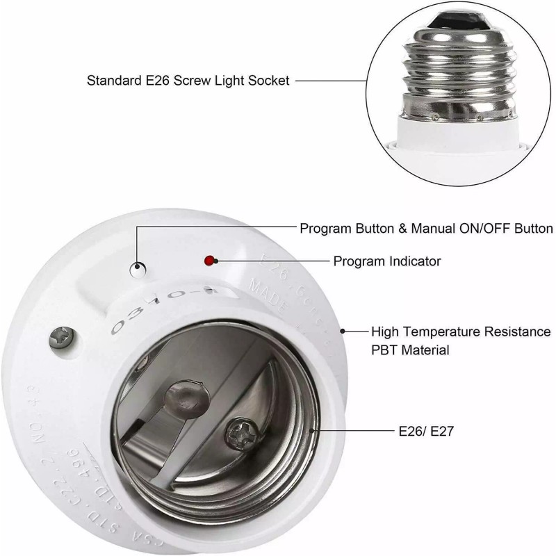 DEWENWILS Wireless Remote Control Light Socket Switch E26/E27 Bulb Holder