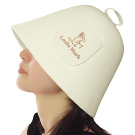 Ladle Mark YouTuber Supervised Sauna Hat, Spiky Hat, Merino Wool, Wool, Deep, Large, Heat Insulating, Quick Drying, Smooth, Men's, Women's, Black, White, Beige, Large (Radle Mark), white