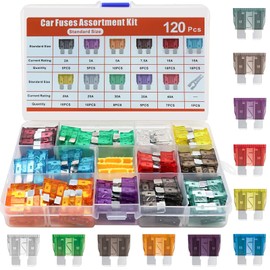 120Pcs Low Profile Automotive Fuses Kit - Mini Blade Fuses with Puller, 5A-40A for Car/Truck/SUV/Motorcycle (Corrosion-Resistant Zinc Alloy)