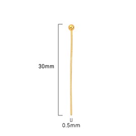 BEADIA Alfileres de cabeza de bola chapados en oro de 18 quilates, 30 mm, 200 unidades para hacer joyas