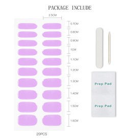 JMEOWIO Gel Nail Stickers Light Purple Pink Semi Cured Gel Nail Strips Wraps UV/LED Nails Art Design Decoration Accessories