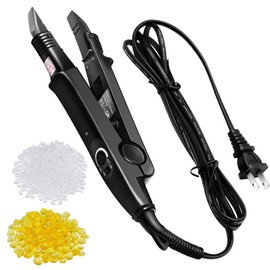 Lothee Hair Extension Tool with Keratin Glue Granule Beads, US Plug, Professional Hair Extensions Tools Heat Iron Connector Wand for U Tip Hair Extensions, B Head (Black)