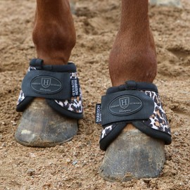 Harrison Howard Ergonomical Design Superb Protection Water-proof No Turn Bell Boots for Horse-Leopard Print