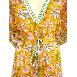 Rastogi Handicrafts - Traje de baño 100% algodón con estampado de bloques a mano para mujer, ropa de playa y caftán 3, Varios colores, 34