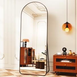 65"x 22" Arched Full-Length Mirror with Rectangular Corners, Large Wall-Mounted or Leaning Floor Black Mirror for Bedroom, Living Room, Entryway, and Dressing Room Décor, Modern Full Body Mirror