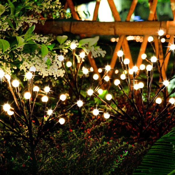 TONULAX Solar Garden Lights – Solar Starburst Lights with 2 Lighting Modes, Solar Lights Outdoor with Adjustable Branches, Solar Garden Decorative Lights Yard Patio Pathway Decoration (2 Pack)