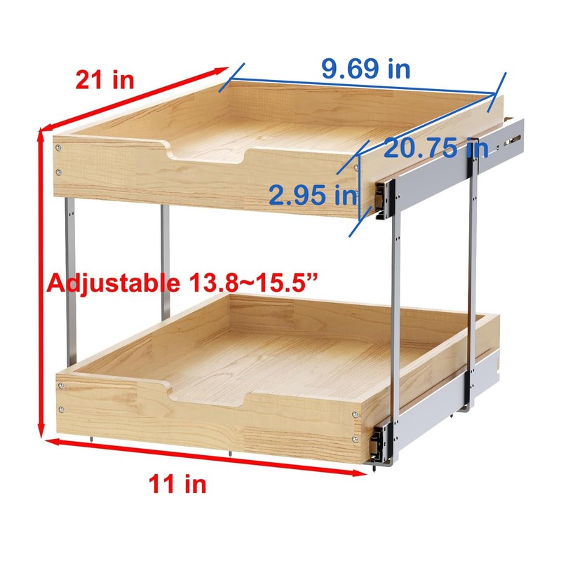 Sikarou Wood Pull Out Cabinet Organizer 2 Tie 11" W