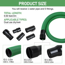 WS25020A Replacement Vacuum Hose, 2-1/2-inch x 7-feet Dual-Flex Locking Shop Vac Hose for Wet Dry Shop Vacuum Cleaners,with 6 Fittings Fits Most Vacuum Cleaners