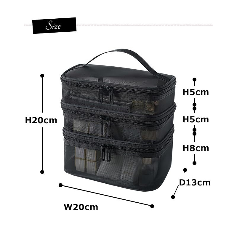 Suitcase Company GPT Mesh Vanity Pouch, 3 Tiers with Handle,