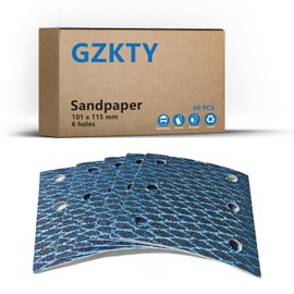 GZKTY Pack of 60 Sandpaper 115 x 101 mm Velcro - 6 Hole Hole Punch - Grit 80 - Sandpaper for BO4555 B04555 Orbital Sander Belt Sander