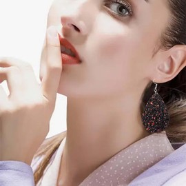 Sequin Earrings for Women Sequin Dangle Earrings Glitter Geometric Earrings Teardrop Statement Earrings Sequin Drop Earrings Prom Earrings Wedding Bridal Jewelry Gifts for Girls(Black)