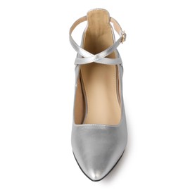 Plilima Women's Pumps, High Heels, Slingback, Strappy Clasp Pumps, Evening Shoes, Elegant Wedding Shoes, Platform Stilettos, Medium Heel Shoes, Festive Shoes, silver