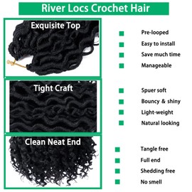 Ombre Brown Goddess Locs Crochet Hair for Women Faux Locs Crochet Hair 8 Inch Soft River Locs 6 Packs Pre Looped Crochet Braids with Curly Ends Boho Hippie Locs Synthetic Hair Extensions, 1b/30