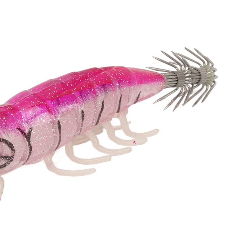 5pcs Wood Shrimp Bait Artificial with Counterweights Double Pileate Hooks