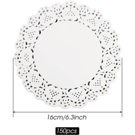 150 Pcs 6" White Lace Paper Doilies,Disposable Round Liners for Buffet, Cakes,Fried Foods,Party and Wedding Table Settings,Kitchen and Table Linens,Decorative Food Display, Dinnerware Protection
