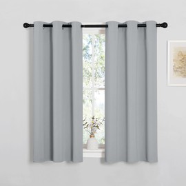 PONY DANCE Small Blackout Curtains 37x36 Inch - Silver Grey, Thermal Insulated, Light Blocking, Privacy Protection Curtains & Drapes for Bedroom & Kitchen, 2 Panels