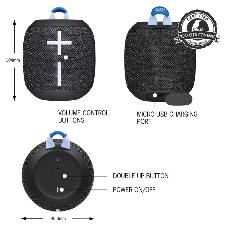 ULTIMATE EARS WONDERBOOM 3, Small Portable Wireless Bluetooth Speaker, Big