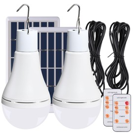 Chicken Coop Light with Timer, Rechargeable Solar Light Bulbs for Indoor Home, Chicken Coop, Outdoor Camping Lamps for Tent, LED Solar Lights for Shed Night, Emergency Power Outage, Outside