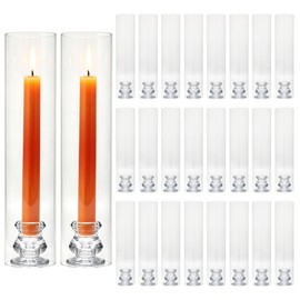 24 Set Hurricane Glass Candle Holders Bulk, Windproof Glass Covers