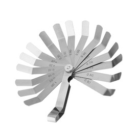 Joyzan Feeler Gauge, Curved Feeler Gauge, 16 Sheets Feeler Gauge, Double Marked Metric Imperial Measuring Tool, Curved Gauge, Measuring Gap Width Thickness Gauge, Measuring Gap Width Thickness