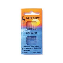 Pony Gold Eye Sewing Needles: Tapestry Size 24-26, Metal, Multi-Colour