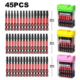 Geinxurn Impact Torx Screwdriver Bits Set,45 Pcs Magnetic (T10/T15/T20/T25/T30) S2 Steel Multi Star Driver Bits with Storage Colorful Box