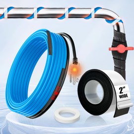 MAXKOSKO 24Feet Water Pipe Heat Trace Kit with Thermostat for Pipe Freeze Protection, 8.2 Ft x 2 In Self-Adhesive Outdoor Water Pipe Insulation Tape for 120V Electric Pipe Heat Cable Anti-freeze