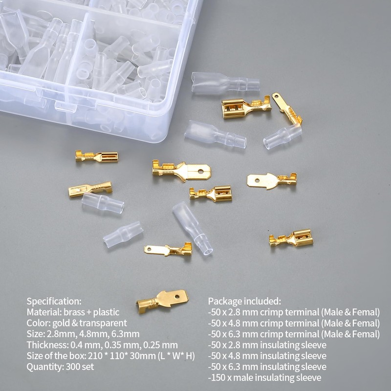 KOXXIAMOQ 600 Pcs 2.8mm 4.8mm 6.3mm Male and Female Wire