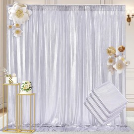 Silver Sequin Photo Backdrop Curtain for Birthday Wedding Baby Shower Engagement Bachelorette Christmas Party Decorations 19.2ftx10ft(4 Panels)
