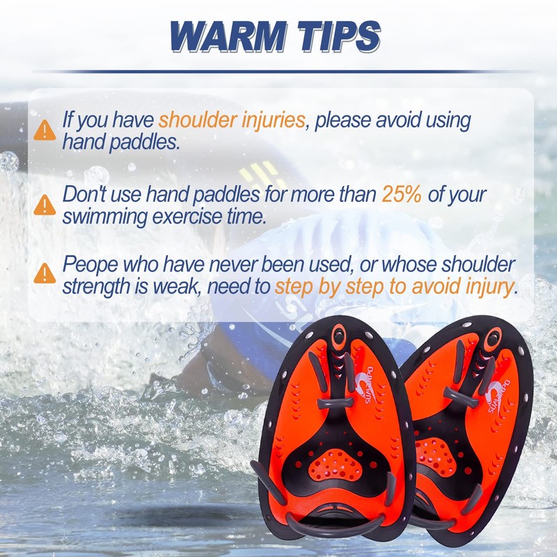 SUMARPO Swim Paddles, Swimming Training Hand Paddles with Adjustable Straps