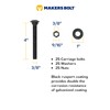 3/8" x 4" (25 Pack) Black Carriage Bolt Kit, Grade