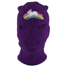 Gravity Threads Rainbow Unicorn 3-Hole Ski Mask - Purple