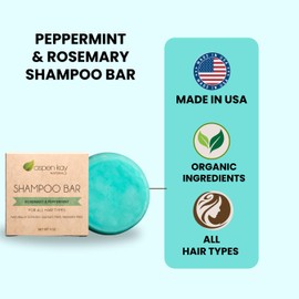 Solid Shampoo Bar, Made With Natural & Organic Ingredients, Sulfate-Free, Cruelty-Free & Vegan 3 Ounce Bar (Rosemary & Peppermint)