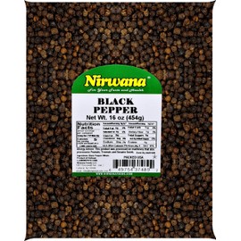 Whole Black Pepper – Bold & Aromatic Pimienta for Grinders, Cooking & Seasoning | Ideal for Steaks, BBQ, Soups, and More 16 oz Pouch By Nirwana