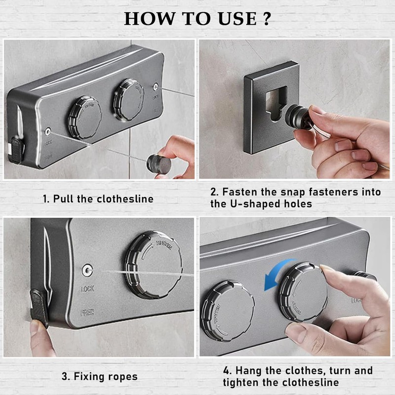 Retractable Clothesline, Extendable Wall, Retractable Washing Line, Wall Mounted, Retractable