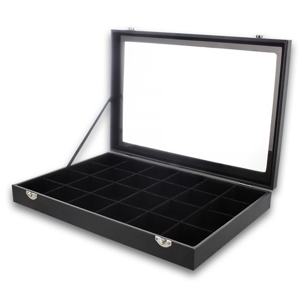 Jewelry Display Case with Velvet Tray (Black, 14 x 9.5