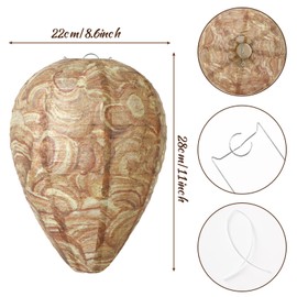 DECYOOL 2 Pack Paper Wasp Nest Decoy Hanging Wasp Nest Stay Away from Wasps Hornets Yellow Jackets(Brown)