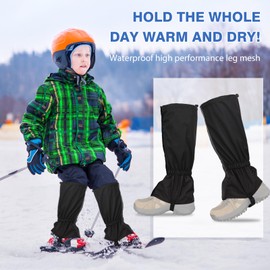 UQTUKO Children's Outdoor Gaiters, Waterproof Gaiters, Children, Snow Hiking, Adjustable, Breathable Leg Protection, Gaiter, Children's Snow Gaiters for Outdoor Hiking, Climbing, Trekking, Snow Hiking