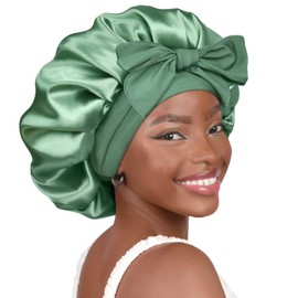 Yanibest Silk Sleep Hat for Women Double Layer Satin Lined Bonnet with Tie for Curly Hair