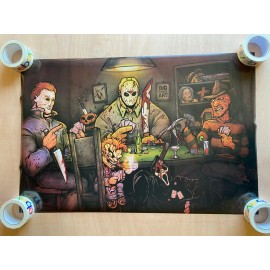 Slashers Playing Poker Poster 24x36 Myers Voorhees Krueger Chucky Ghostface